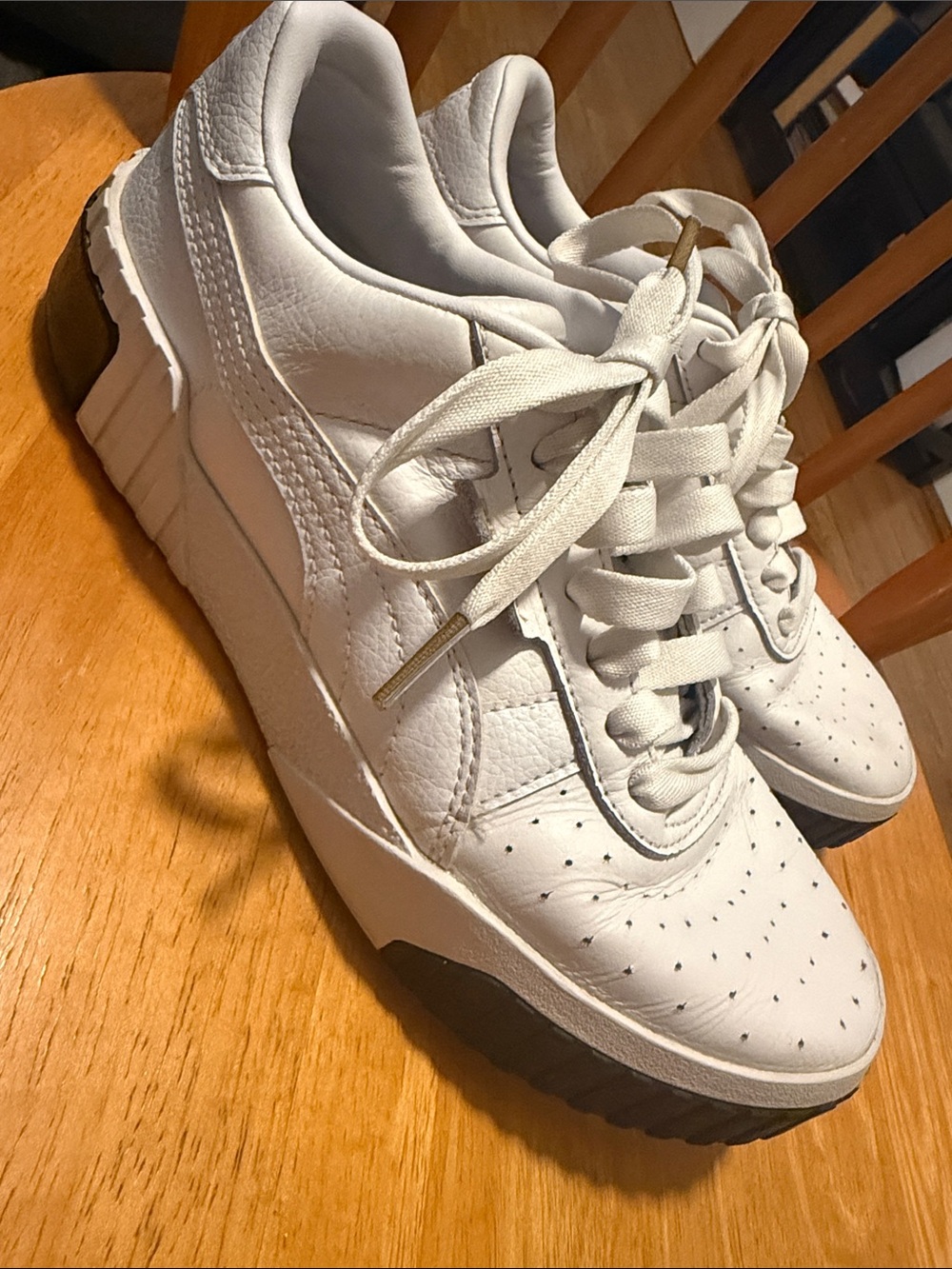 Puma White Leather Platform Sneakers
